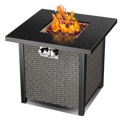 Propane Fire Pit Table Built to Last, 40,000 BTU Heat Output, Square Metal Design, Black Finish
