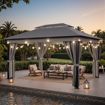 Outdoor 10'X 13' Gazebo,Large Soft Top Deck Gazebo