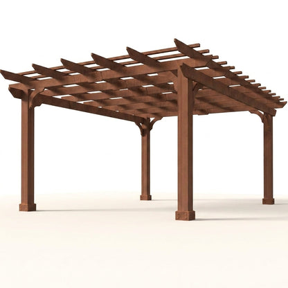 10' X 12' Patio Pergola, Cedar Wood Pergolas with Solid Structure, Pergola Kits, Outdoor Pergolas and Gazebos with Slatted Trellis Roof for Deck Backyard Grill Party Garden