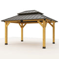 Outdoor Gazebo Built to Shelter Year Round, 10x12 Solid Wood Frame, Double Steel Roof, Galvanized Hardware