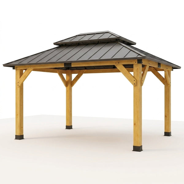 10' X 12' Wooden Gazebo,Patio Hardtop DIY Color Gazebo Wood