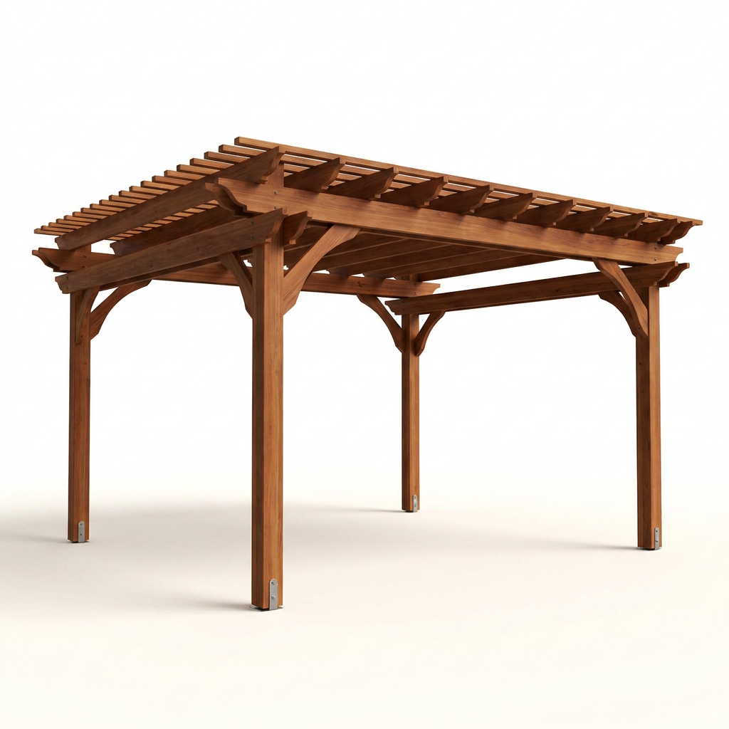12X16 FT All Cedar Wood Wooden Pergola, Pergola Kit with Stakes, Quality Wood Supported Structure, Snow and Wind Supported, Outdoor Garden Shelter with Cedar Framed for Backyard, Deck, Lawn