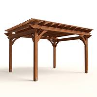 12X16 FT All Cedar Wood Wooden Pergola, Pergola Kit with Stakes, Quality Wood Supported Structure, Snow and Wind Supported, Outdoor Garden Shelter with Cedar Framed for Backyard, Deck, Lawn — Studio Shot