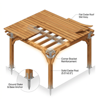 12X16 FT All Cedar Wood Wooden Pergola, Pergola Kit with Stakes, Quality Wood Supported Structure, Snow and Wind Supported, Outdoor Garden Shelter with Cedar Framed for Backyard, Deck, Lawn — How It Works