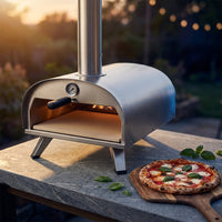 16 Inch Outdoor Pizza Oven – Portable Outdoor Pizza Maker for Backyard, Camping, or Tailgating – Stainless Steel Multi-Fuel Oven with Pizza Stone & Accessories — Studio Shot