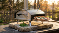 16 Inch Outdoor Pizza Oven – Portable Outdoor Pizza Maker for Backyard, Camping, or Tailgating – Stainless Steel Multi-Fuel Oven with Pizza Stone & Accessories — Lifestyle