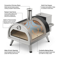 16 Inch Outdoor Pizza Oven – Portable Outdoor Pizza Maker for Backyard, Camping, or Tailgating – Stainless Steel Multi-Fuel Oven with Pizza Stone & Accessories — How It Works