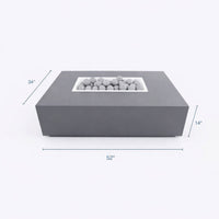 Concrete Fire Pit Table Designed for Outdoor Entertainment, Rectangular Shape, Ceramic Spheres, Multi-Function