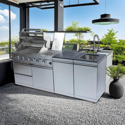 85" 4-Burner Gas Grill Island W/Sink & Granite