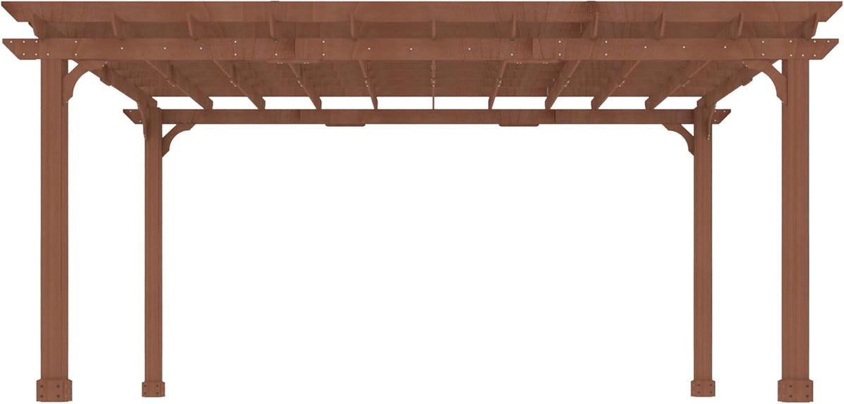 12X16 FT All Cedar Wood Wooden Pergola, Pergola Kit with Stakes, Quality Wood Supported Structure, Snow and Wind Supported, Outdoor Garden Shelter with Cedar Framed for Backyard, Deck, Lawn