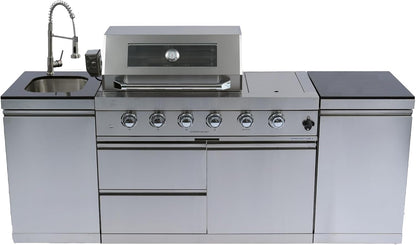 85" 4-Burner Gas Grill Island W/Sink & Granite