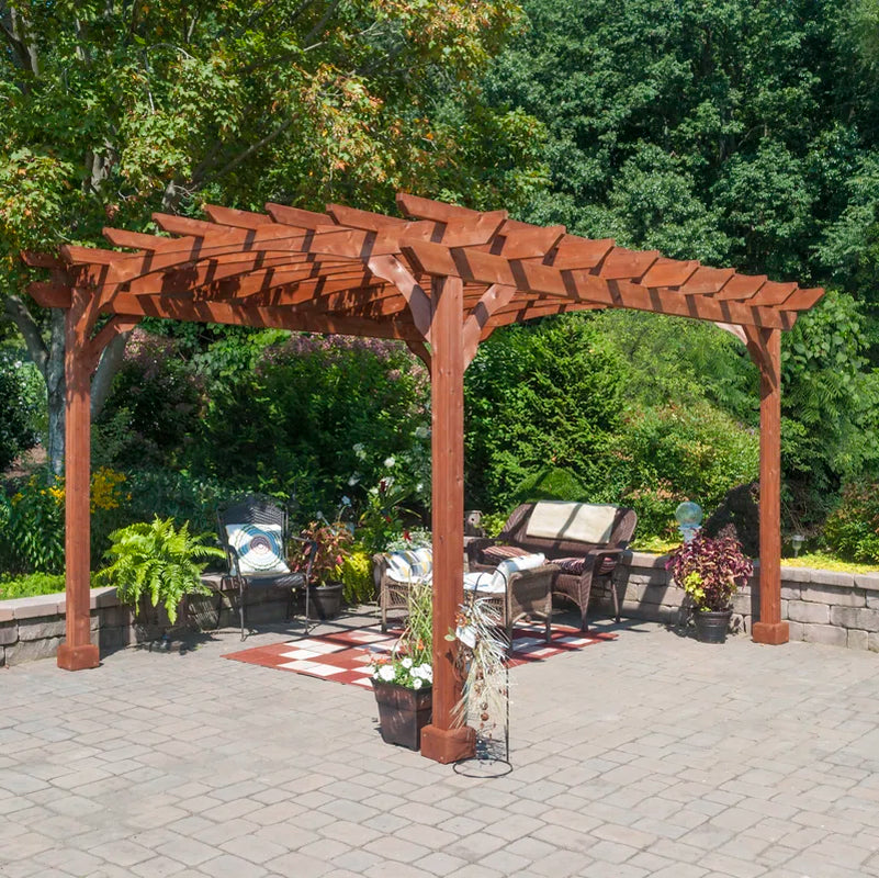 12-Foot Wide by 10-Foot Deep Solid Wood Pergola