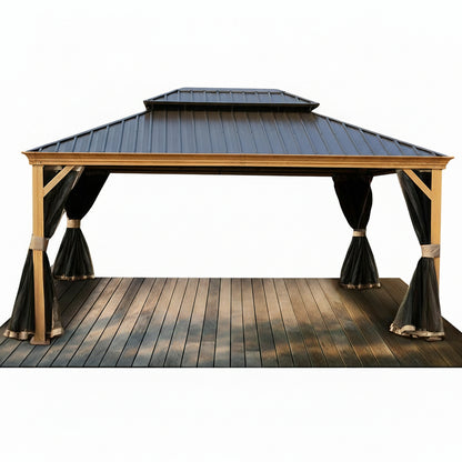 14-Ft X 12-Ft Apollo Powder Coated Gazebo with Hardtop Roof (Screen Included)