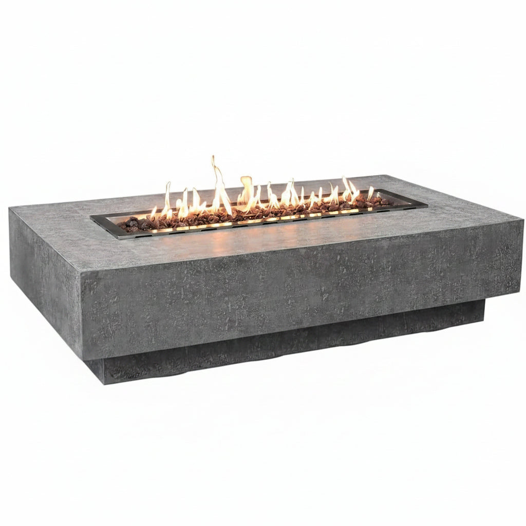 Hampton Propane Fire Pit Table Cast Concrete 56 X 32-In