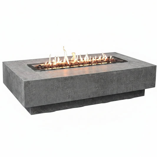Hampton Propane Fire Pit Table Cast Concrete 56 X 32-In