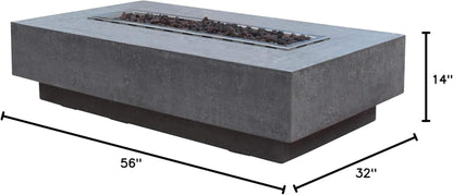 Hampton Propane Fire Pit Table Cast Concrete 56 X 32-In
