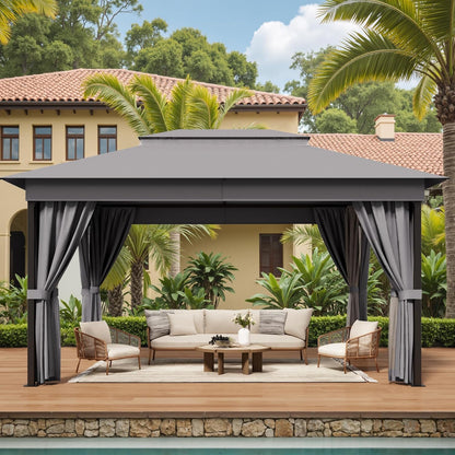 Outdoor 10'X 13' Gazebo,Large Soft Top Deck Gazebo