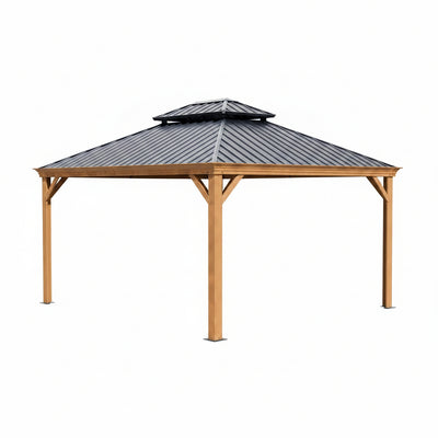 14-Ft X 12-Ft Apollo Powder Coated Gazebo with Hardtop Roof (Screen Included)