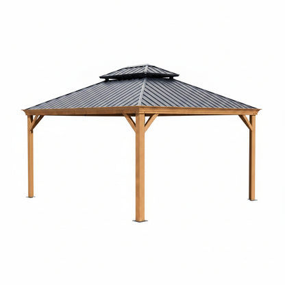 14-Ft X 12-Ft Apollo Powder Coated Gazebo with Hardtop Roof (Screen Included)