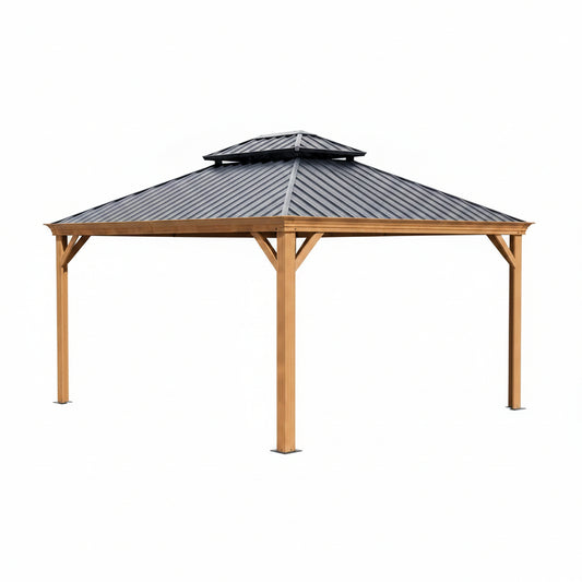 14-Ft X 12-Ft Apollo Powder Coated Gazebo with Hardtop Roof (Screen Included)
