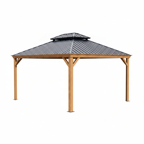 14-Ft X 12-Ft Apollo Powder Coated Gazebo with Hardtop Roof (Screen Included)