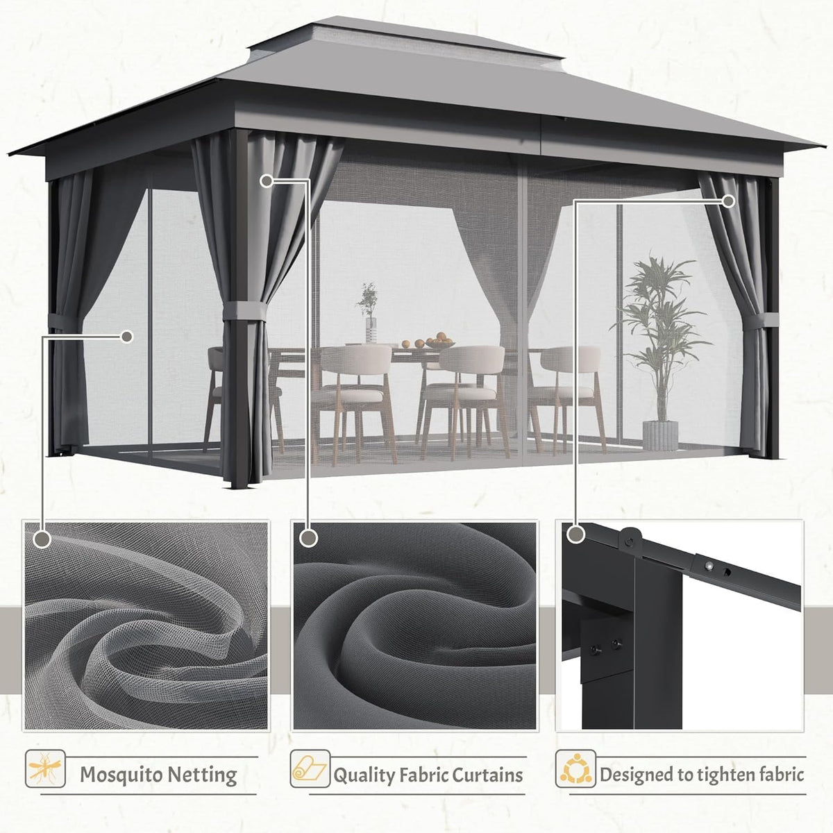 Outdoor 10'X 13' Gazebo,Large Soft Top Deck Gazebo