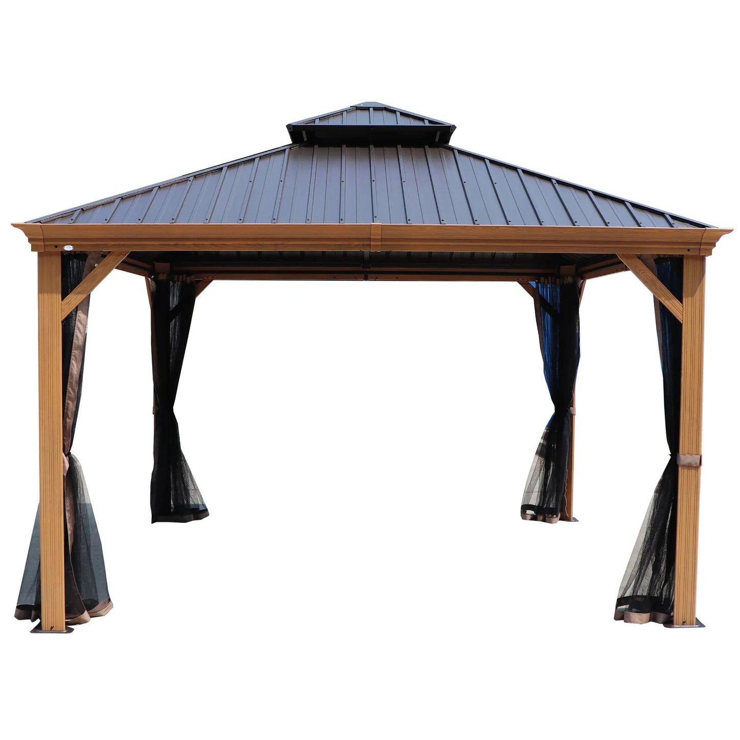 14-Ft X 12-Ft Apollo Powder Coated Gazebo with Hardtop Roof (Screen Included)