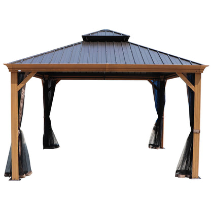 14-Ft X 12-Ft Apollo Powder Coated Gazebo with Hardtop Roof (Screen Included)