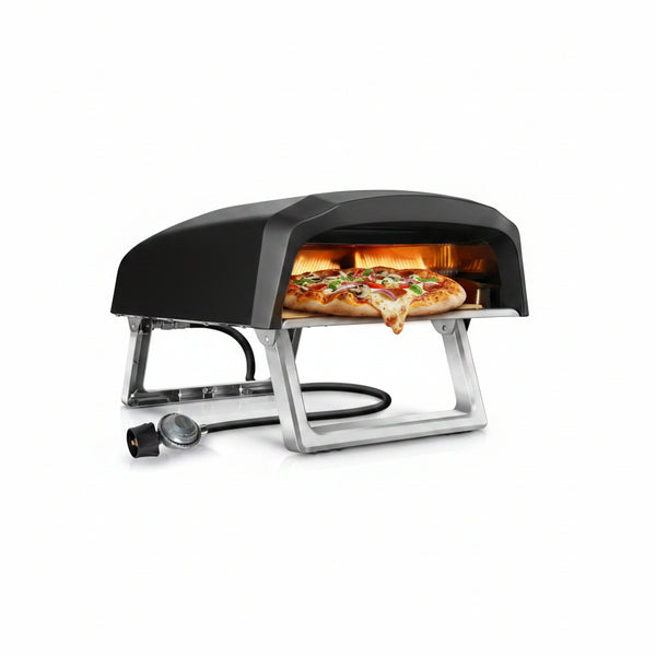 Portable Outdoor Gas Pizza Oven - Unique Design, Easy Bake Oven with Pizza Stone, Foldable Feet, One-Touch Gas Ignition, Adjustable Heat Control, Stainless Steel, 932°F Max