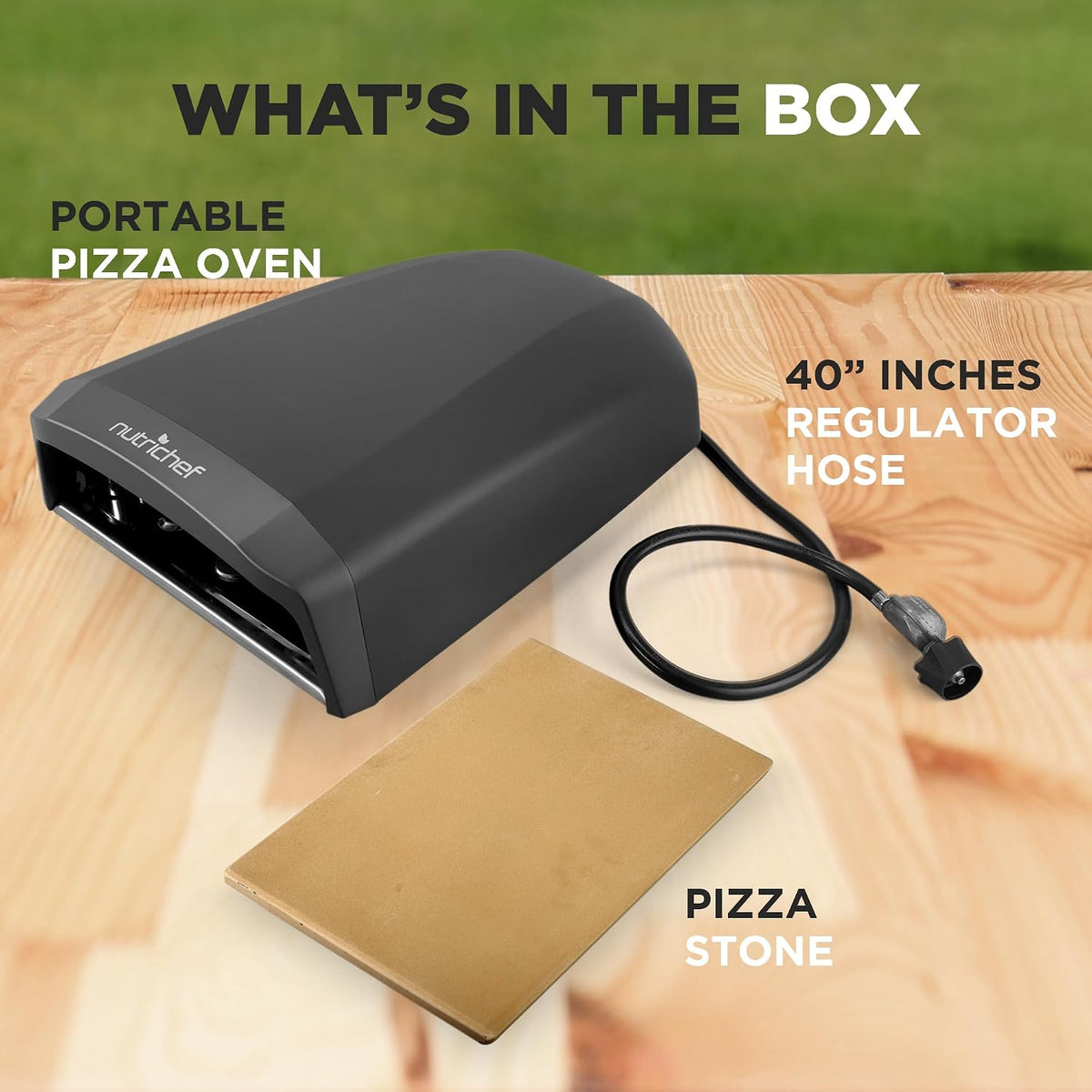 Portable Outdoor Gas Pizza Oven - Unique Design, Easy Bake Oven with Pizza Stone, Foldable Feet, One-Touch Gas Ignition, Adjustable Heat Control, Stainless Steel, 932°F Max