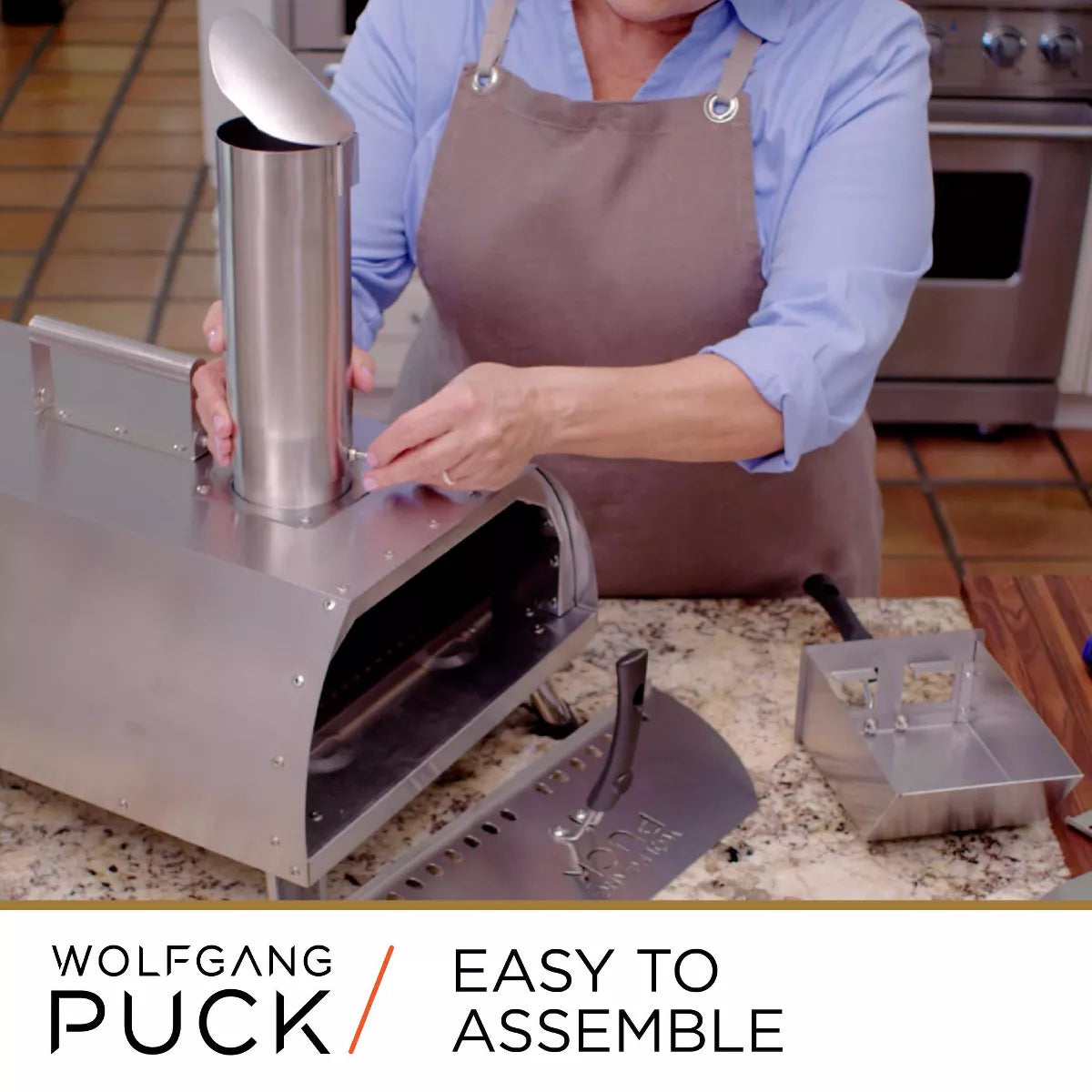 Wolfgang Puck Outdoor Pizza Oven, Durable Stainless Steel, Portable Pizza Oven, Compact Storage, Pellet Pizza Oven