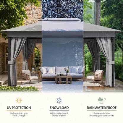 Outdoor 10'X 13' Gazebo,Large Soft Top Deck Gazebo