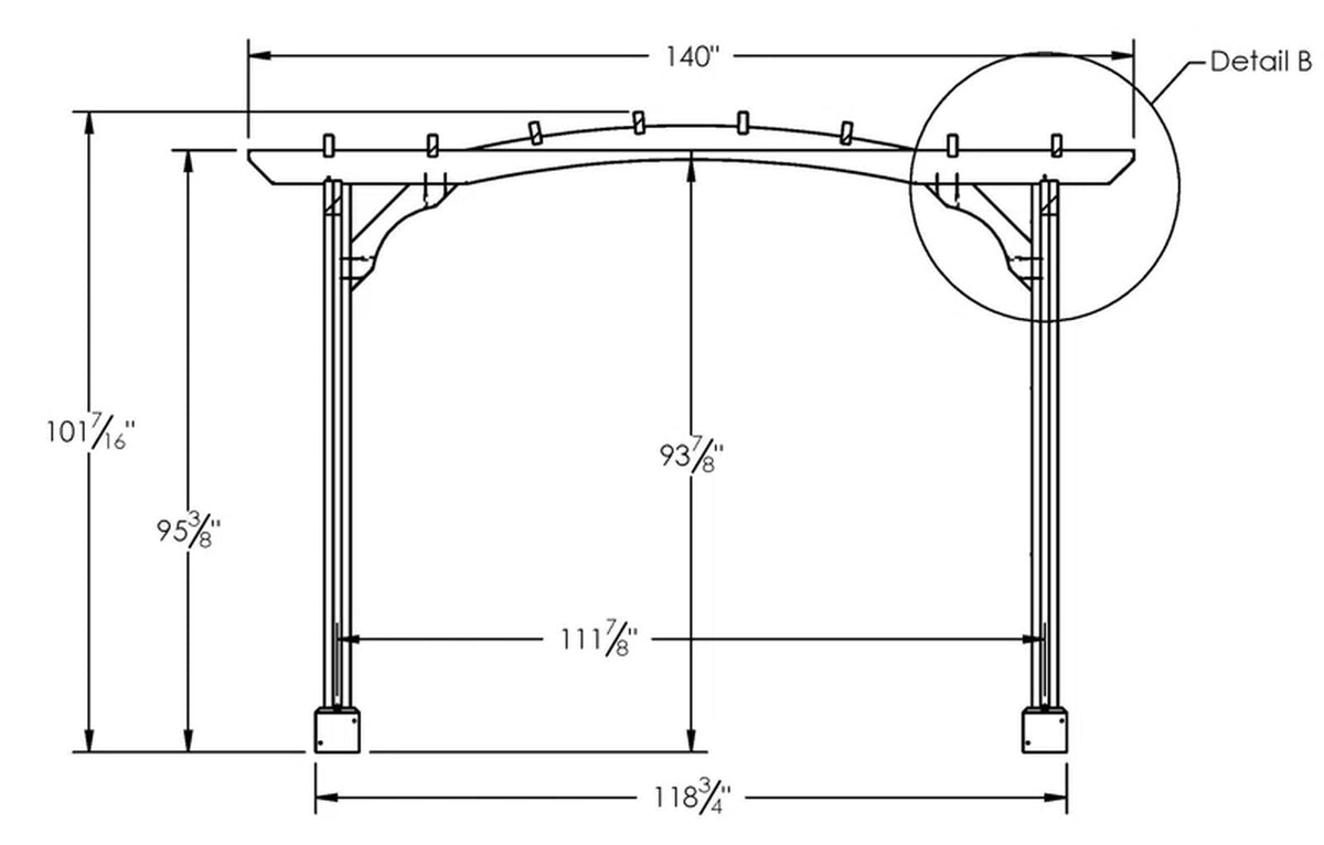 12-Foot Wide by 10-Foot Deep Solid Wood Pergola