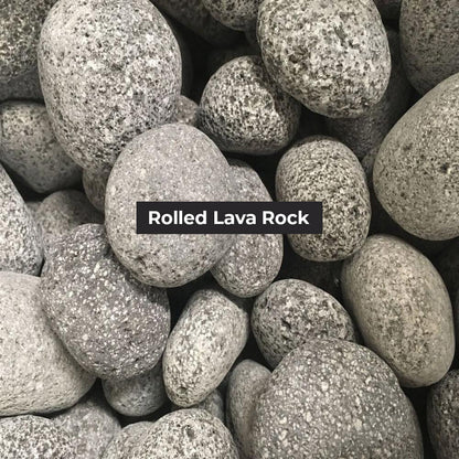 Rolled Lava Rock with a label in the center