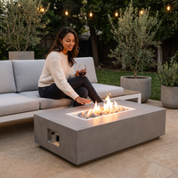 Concrete Fire Pit Table - Rectangular — Lifestyle