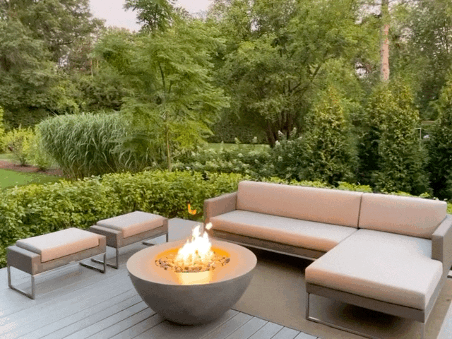 Crete Design Conique Concrete Fire Bowl with Brass Burner, LP or NG Gas