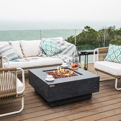 Manhattan Propane Fire Pit Table Cast Concrete 36 X 36-In