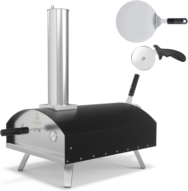 16 Inch Outdoor Pizza Oven – Portable Outdoor Pizza Maker for Backyard, Camping, or Tailgating – Stainless Steel Multi-Fuel Oven with Pizza Stone & Accessories