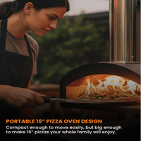 16 Inch Outdoor Pizza Oven – Portable Outdoor Pizza Maker for Backyard, Camping, or Tailgating – Stainless Steel Multi-Fuel Oven with Pizza Stone & Accessories