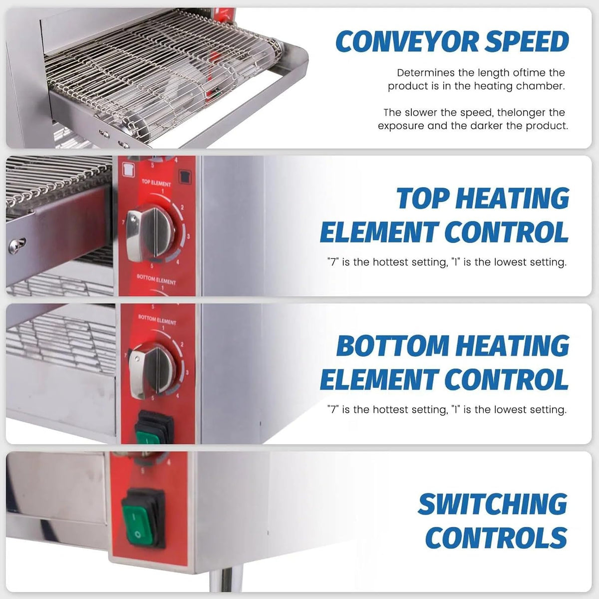 14″ Commercial Conveyor Pizza Oven, 3500W 208V Countertop Electric Oven with 14-Inch Belt, 6-20P Plug, for Fast Baking (60Hz)