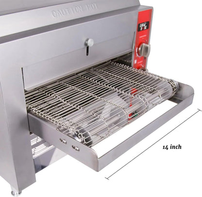 14″ Commercial Conveyor Pizza Oven, 3500W 208V Countertop Electric Oven with 14-Inch Belt, 6-20P Plug, for Fast Baking (60Hz)