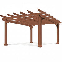 10' X 12' Patio Pergola, Cedar Wood Pergolas with Solid Structure, Pergola Kits, Outdoor Pergolas and Gazebos with Slatted Trellis Roof for Deck Backyard Grill Party Garden