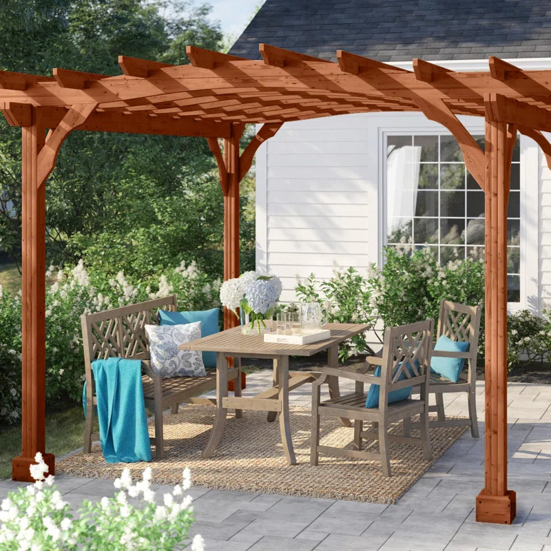12-Foot Wide by 10-Foot Deep Solid Wood Pergola
