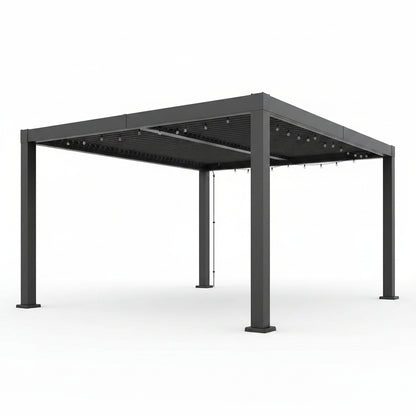 Louvered Pergola, Outdoor Pergola with Adjustable Louvered Roof, Reinforced Aluminum Frame, Integrated Drainage System, Hardtop Gazebo for Patio