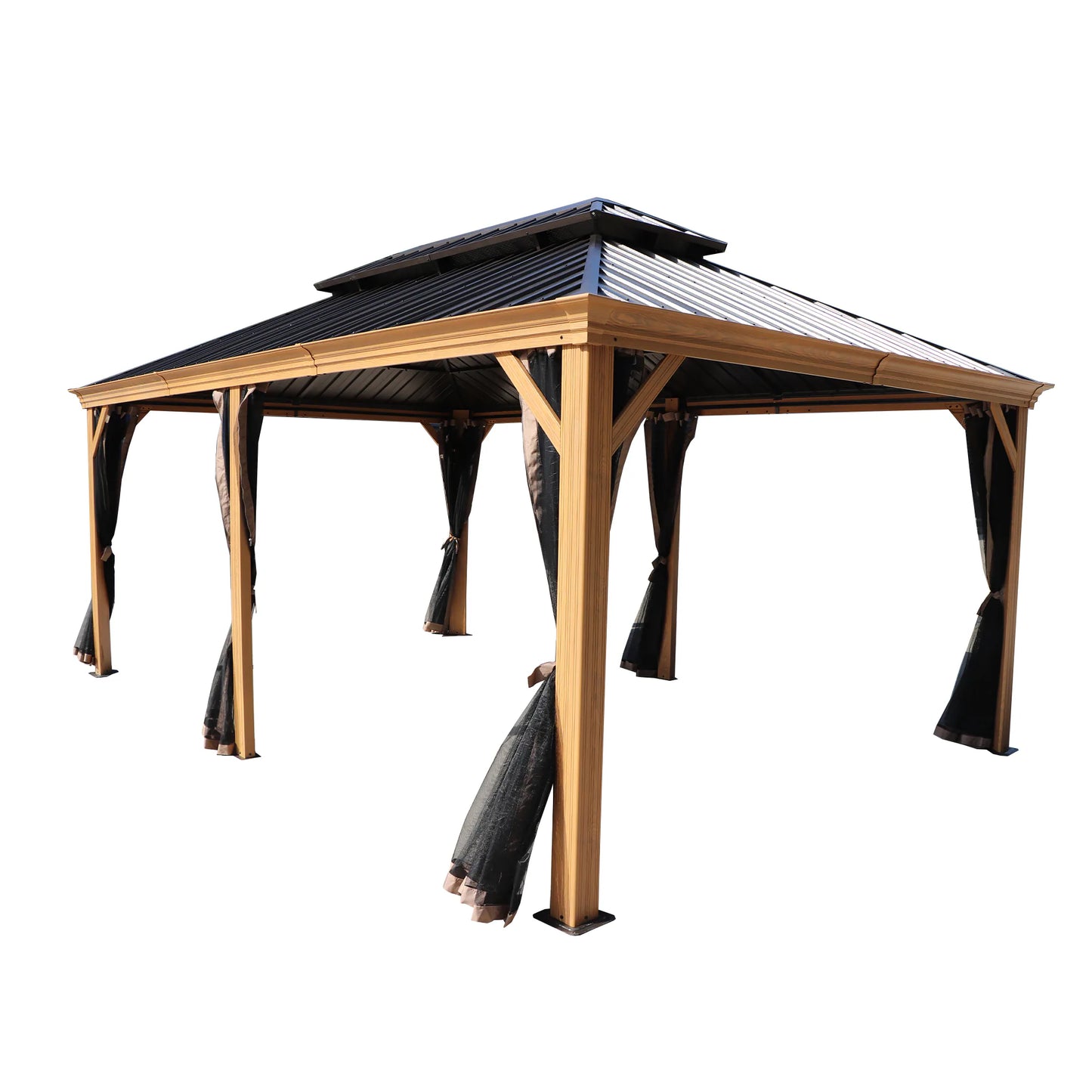 14-Ft X 12-Ft Apollo Powder Coated Gazebo with Hardtop Roof (Screen Included)