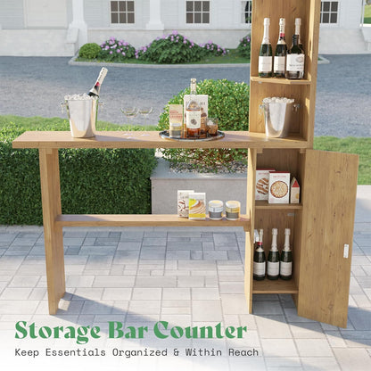 13X15Ft Spruce Wood Hardtop Carport with Storage Bar