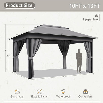 Outdoor 10'X 13' Gazebo,Large Soft Top Deck Gazebo