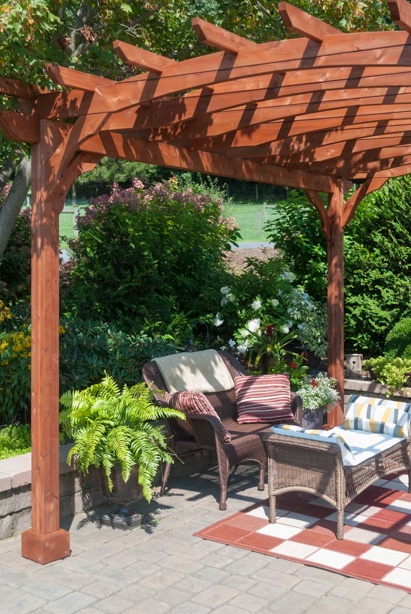 12-Foot Wide by 10-Foot Deep Solid Wood Pergola
