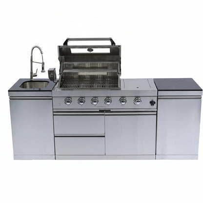85" 4-Burner Gas Grill Island W/Sink & Granite