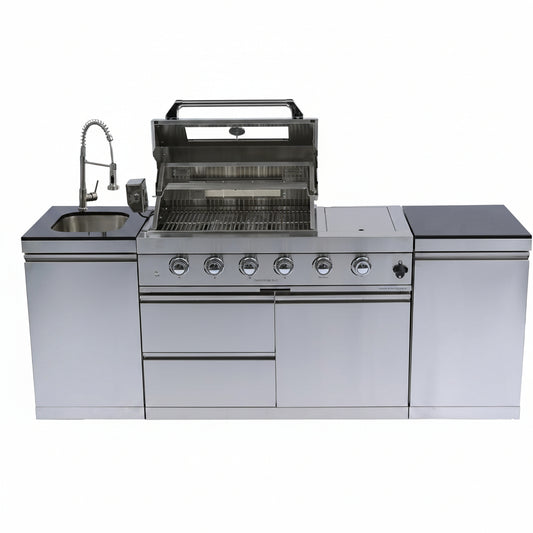 85" 4-Burner Gas Grill Island W/Sink & Granite
